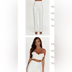 Meshki two piece bridal set all white floral top